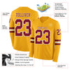 Custom Hockey Jersey – Triple Stripes Gold Crimson White Long Sleeve – product details