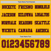 Custom Hockey Jersey – Triple Stripes Gold Crimson Black Long Sleeve – personalization font options