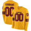 Custom Hockey Jersey – Triple Stripes Gold Crimson Black Long Sleeve – front and back view