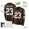 Custom Hockey Jersey – Triple Stripes Brown White Long Sleeve – product details