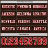 Custom Hockey Jersey – Triple Stripes Brown Red White Long Sleeve – personalization font options
