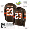 Custom Hockey Jersey – Triple Stripes Brown White Orange Long Sleeve – product details