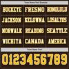 Custom Hockey Jersey – Triple Stripes Brown Gold White Long Sleeve – personalization font options