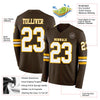 Custom Hockey Jersey – Triple Stripes Brown White Gold Long Sleeve – product details