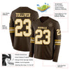 Custom Hockey Jersey – Triple Stripes Brown Cream Old Gold Long Sleeve – product details