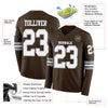 Custom Hockey Jersey – Triple Stripes Brown White Gray Long Sleeve – product details