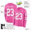 Custom Hockey Jersey – Triple Stripes Pink White Long Sleeve – product details