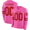 Custom Hockey Jersey – Triple Stripes Pink Red Long Sleeve – front and back view