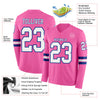 Custom Hockey Jersey – Triple Stripes Pink White Royal Long Sleeve – product details