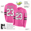 Custom Hockey Jersey – Triple Stripes Pink White Black Long Sleeve – product details