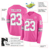 Custom Hockey Jersey – Triple Stripes Pink White Gray Long Sleeve – product details