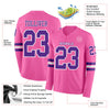 Custom Hockey Jersey – Triple Stripes Pink Purple White Long Sleeve – product details