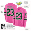 Custom Hockey Jersey – Triple Stripes Pink Green White Long Sleeve – product details
