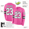 Custom Hockey Jersey – Triple Stripes Pink White=Kelly Green Long Sleeve – product details