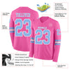 Custom Hockey Jersey – Triple Stripes Pink Light Blue White Long Sleeve – product details