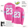 Custom Hockey Jersey – Triple Stripes Pink White Light Blue Long Sleeve – product details