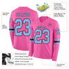 Custom Hockey Jersey – Triple Stripes Pink Light Blue Black Long Sleeve – product details