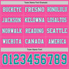 Custom Hockey Jersey – Triple Stripes Pink Teal White Long Sleeve – personalization font options