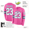 Custom Hockey Jersey – Triple Stripes Pink White Teal Long Sleeve – product details