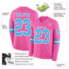 Custom Hockey Jersey – Triple Stripes Pink Sky Blue White Long Sleeve – product details
