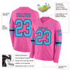 Custom Hockey Jersey – Triple Stripes Pink Sky Blue Black Long Sleeve – product details