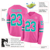 Custom Hockey Jersey – Triple Stripes Pink Aqua White Long Sleeve – product details