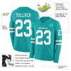 Custom Hockey Jersey – Triple Stripes Aqua White Long Sleeve – product details
