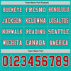 Custom Hockey Jersey – Triple Stripes Aqua Red White Long Sleeve – personalization font options