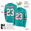 Custom Hockey Jersey – Triple Stripes Aqua White Red Long Sleeve – product details
