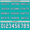 Custom Hockey Jersey – Triple Stripes Aqua White Navy Long Sleeve – personalization font options
