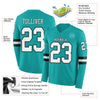 Custom Hockey Jersey – Triple Stripes Aqua White Black Long Sleeve – product details