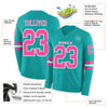 Custom Hockey Jersey – Triple Stripes Aqua Pink White Long Sleeve – product details