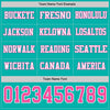 Custom Hockey Jersey – Triple Stripes Aqua Pink White Long Sleeve – personalization font options