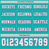 Custom Hockey Jersey – Triple Stripes Aqua White Pink Long Sleeve – personalization font options