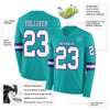 Custom Hockey Jersey – Triple Stripes Aqua White Purple Long Sleeve – product details