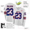 Custom Hockey Jersey – Triple Stripes White Royal Red Long Sleeve – product details