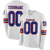 Custom Hockey Jersey – Triple Stripes White Royal Red Long Sleeve – front and back view