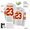 Custom Hockey Jersey – Triple Stripes White Red Gold Long Sleeve – product details