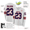 Custom Hockey Jersey – Triple Stripes White Navy Red Long Sleeve – product details
