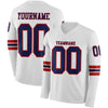 Custom Hockey Jersey – Triple Stripes White Navy Red Long Sleeve – front and back view
