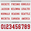 Custom Hockey Jersey – Triple Stripes White Red Light Blue Long Sleeve – personalization font options