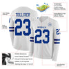 Custom Hockey Jersey – Triple Stripes White Royal Long Sleeve – product details