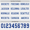 Custom Hockey Jersey – Triple Stripes White Royal Long Sleeve – personalization font options