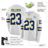 Custom Hockey Jersey – Triple Stripes White Royal Yellow Long Sleeve – product details