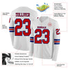 Custom Hockey Jersey – Triple Stripes White Red Royal Long Sleeve – product details