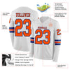 Custom Hockey Jersey – Triple Stripes White Orange Royal Long Sleeve – product details