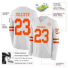 Custom Hockey Jersey – Triple Stripes White Orange Long Sleeve – product details