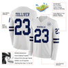 Custom Hockey Jersey – Triple Stripes White Navy Long Sleeve – product details