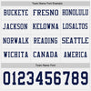 Custom Hockey Jersey – Triple Stripes White Navy Long Sleeve – personalization font options