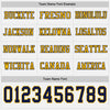 Custom Hockey Jersey – Triple Stripes White Navy Gold Long Sleeve – personalization font options